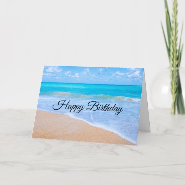 Fantastisk Beach Tropical Scene Photo Birthday Kort (Framsida)