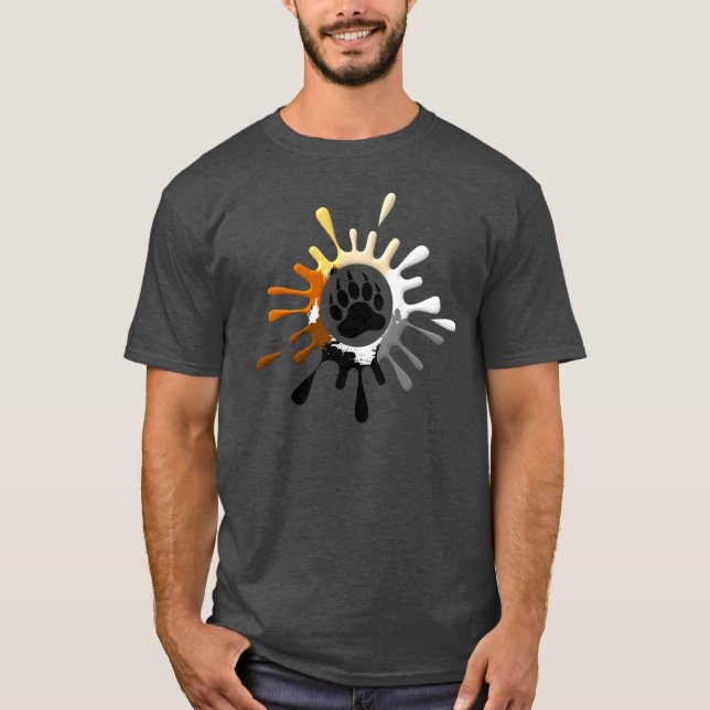 Fantastisk Bear Pride Färg Stänk och Bear Tass T-shirt (Framsida)