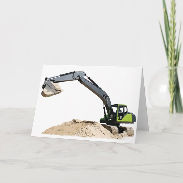 Fantastisk Big Grönt Construction Excavator #4 Helgkort (Framsida)