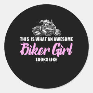 fantastisk biker flicka runt klistermärke
