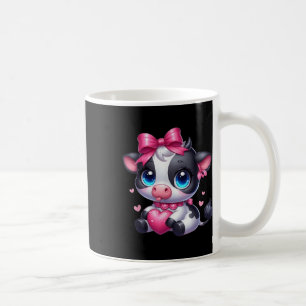 Fantastisk Black and White Cow Holing Heart Rosa C Kaffemugg