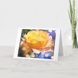 Fantastisk blomma från gul ros. Floral-fotografi. Helgkort