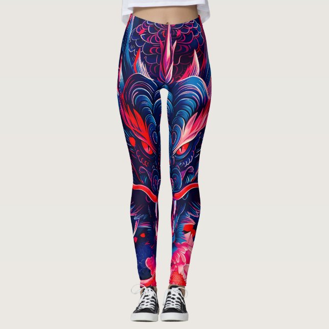 Fantastisk Blommar Fury Dragon Leggings (Framsida)