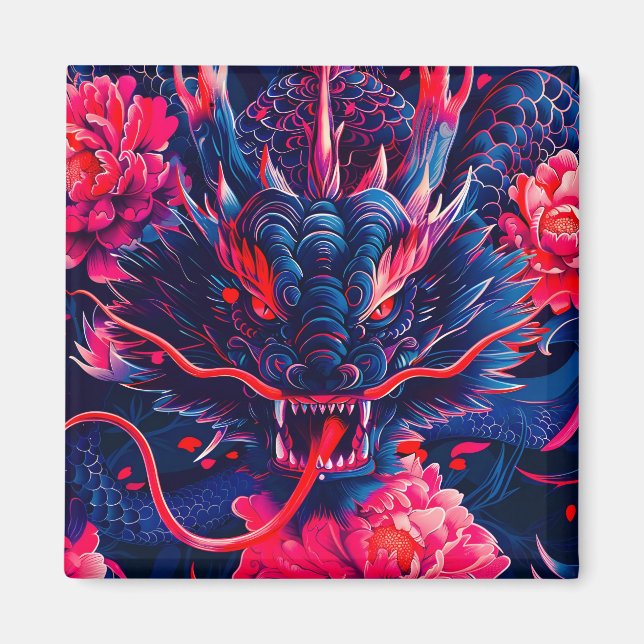 Fantastisk Blommar Fury Dragon Magnet (Framsidan)