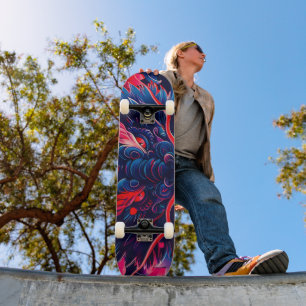 Fantastisk Blommar Fury Dragon Mini Skateboard Bräda 18,5 Cm