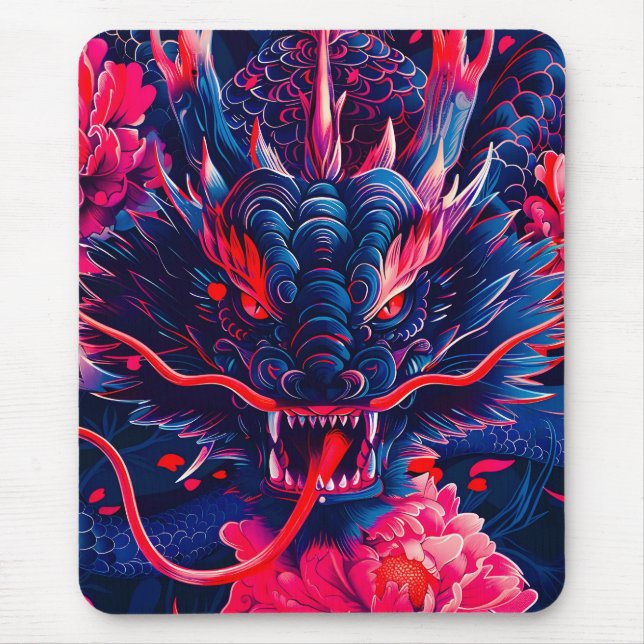 Fantastisk Blommar Fury Dragon Musmatta (Framsidan)