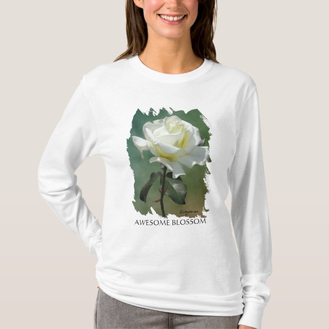 Fantastisk Blommar Vit ros Tee (Framsida)