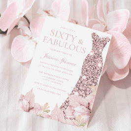 Fantastisk  Blommigt och resning 60:e Födelsedagsf Inbjudningar