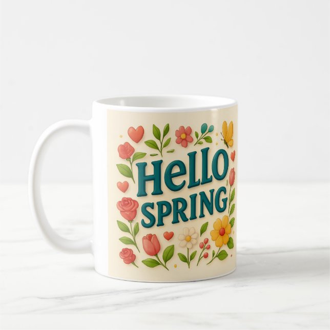 Fantastisk Blommigt Vår Kaffemugg (Vänster)