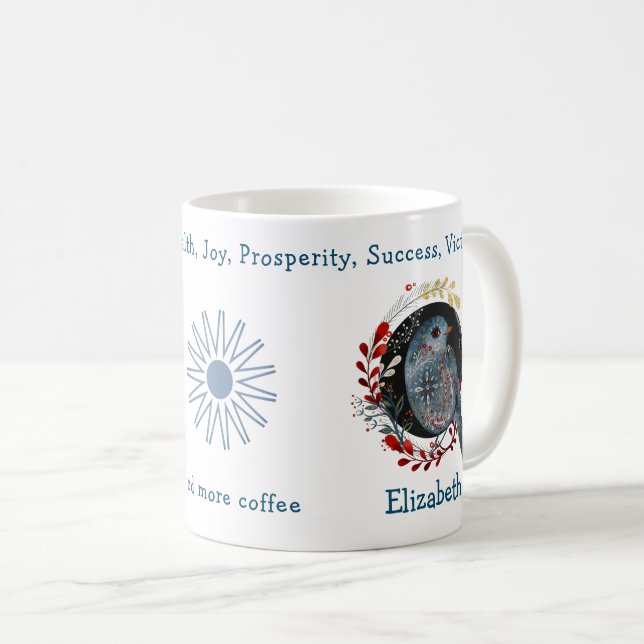 Fantastisk Blue Bird and Plants. Unik och praktisk Kaffemugg (Framsida höger)