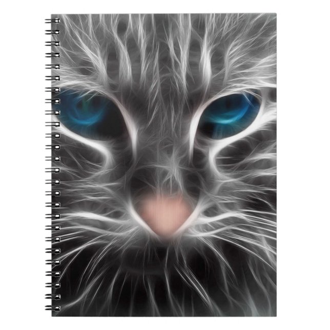 Fantastisk Blue Eyed Cat Ansikte Anteckningsbok (Framsidan)