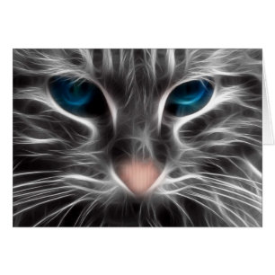 Fantastisk Blue Eyed Cat Ansikte Hälsningskort