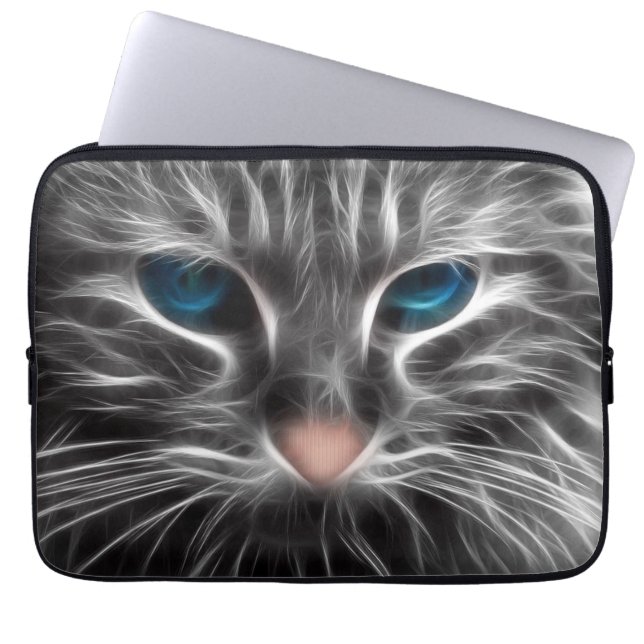 Fantastisk Blue Eyed Cat Ansikte Laptop Fodral (Framsidan)