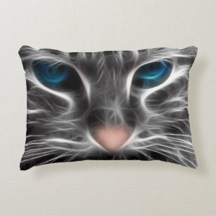 Fantastisk Blue Eyed Cat Ansikte Prydnadskudde