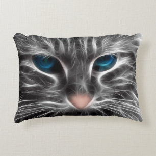 Fantastisk Blue Eyed Cat Ansikte Prydnadskudde