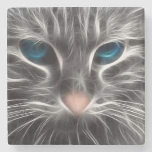 Fantastisk Blue Eyed Cat Ansikte Stenunderlägg