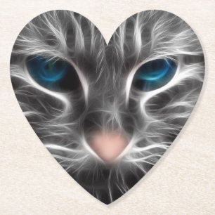 Fantastisk Blue Eyed Cat Ansikte Underlägg Papper