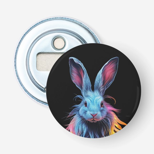 Fantastisk Blue Rabbit on Fire Flasköppnare (Framsidan)