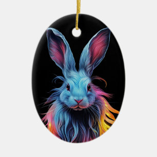 Fantastisk Blue Rabbit on Fire Julgransprydnad Keramik
