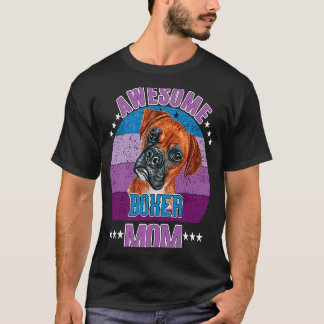 Fantastisk Boxer Mamma Retro Sunset Mor Hund T Shirt