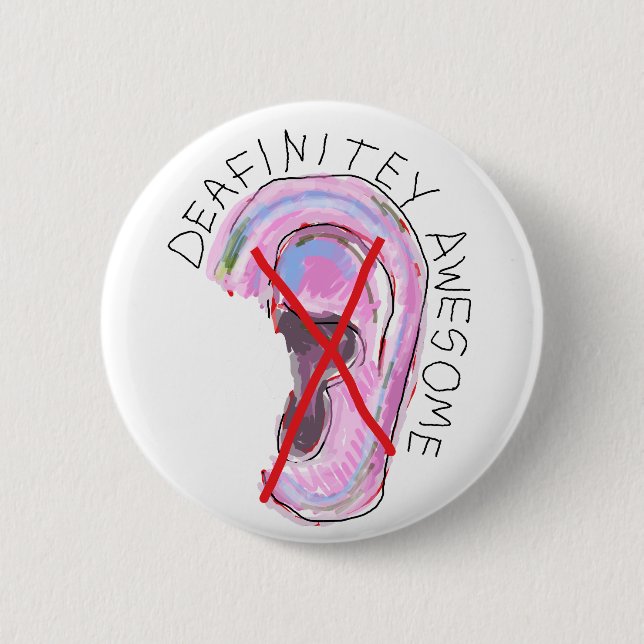 Fantastisk-bricka för dövet, nedsatt hörsel knapp (Framsida)