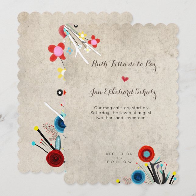 Fantastisk bröllopsinbjudan Scalloped Rupydetequil Inbjudningar (Fram/baksida)