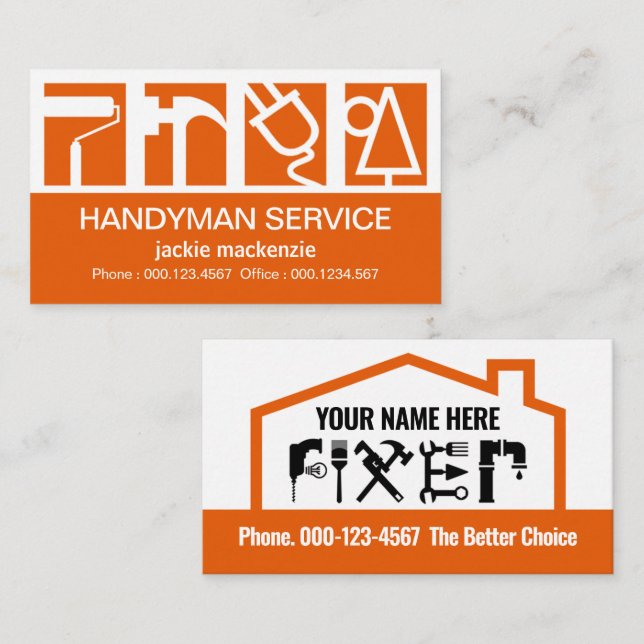 Fantastisk Byggservice Logotyp Konstruktion Visitkort (Fram/baksida)
