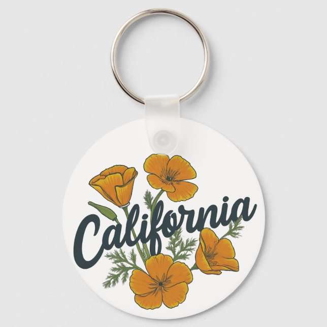 Fantastisk California Poppy Nyckelring (Framsida)