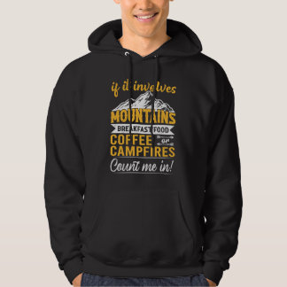 Fantastisk camping vid lägereld och berg hoodie