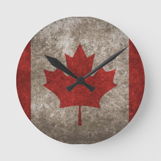 Fantastisk Canadian Flagga Design Rund Klocka (Framsida)