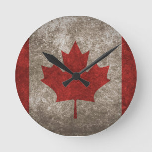 Fantastisk Canadian Flagga Design Rund Klocka