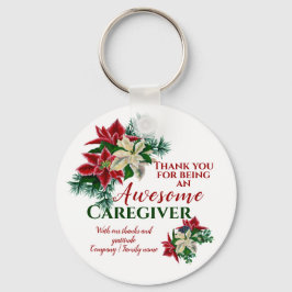 Fantastisk Caregiver Blommigt Poinsettia-uppskattn Nyckelring