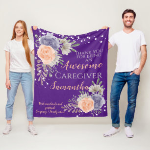Fantastisk Caregiver Tack Blommigt Fleecefilt