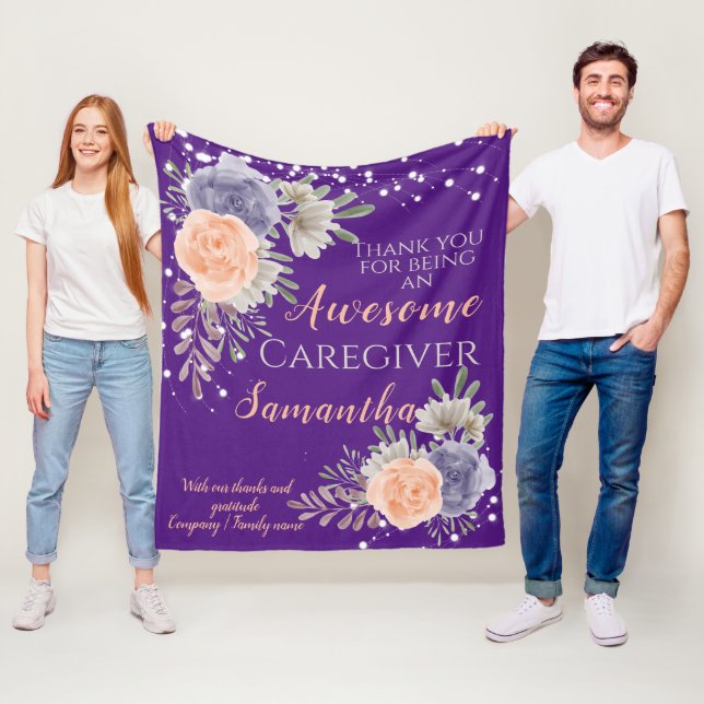 Fantastisk Caregiver Tack Blommigt Fleecefilt (På plats)