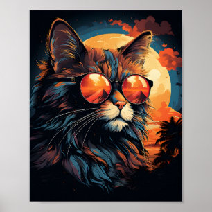 Fantastisk Cat Wat Sunglasses Funny Cat Poster