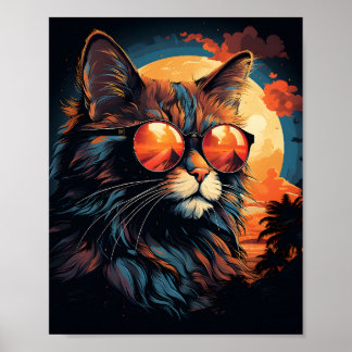Fantastisk Cat Wat Sunglasses Funny Cat Poster