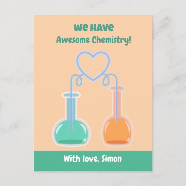 Fantastisk Chemistry Science Valentines Day Cards Helg Vykort (Framsida)