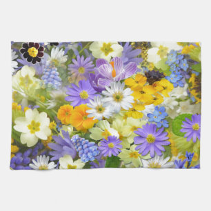 Fantastisk Colorful Garden Flowers Design Kökshandduk