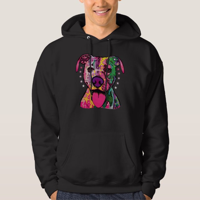Fantastisk Colorful Pitbullstaffie Hoodie (Framsida)