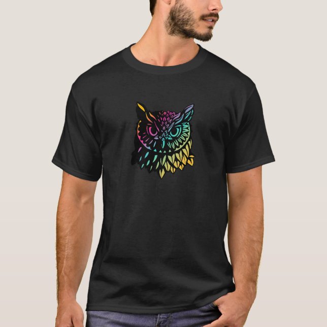 Fantastisk Colorful Uggla Head T Shirt (Framsida)