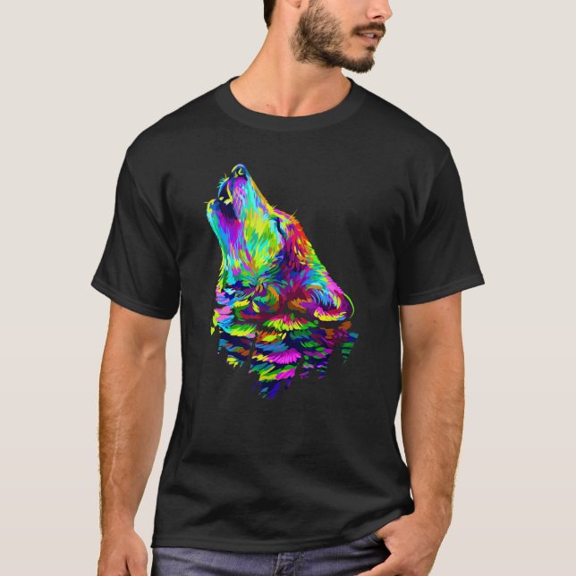 Fantastisk Colorful Varg Wildlife Animals Women Ma T Shirt (Framsida)