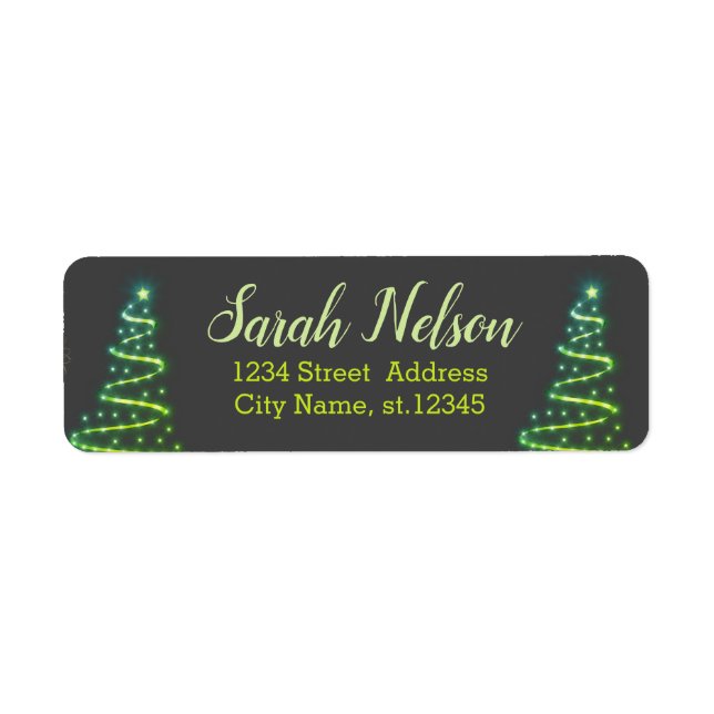 Fantastisk, Coola, Grönt Julgran-etikett Returadress Etikett (Framsidan)