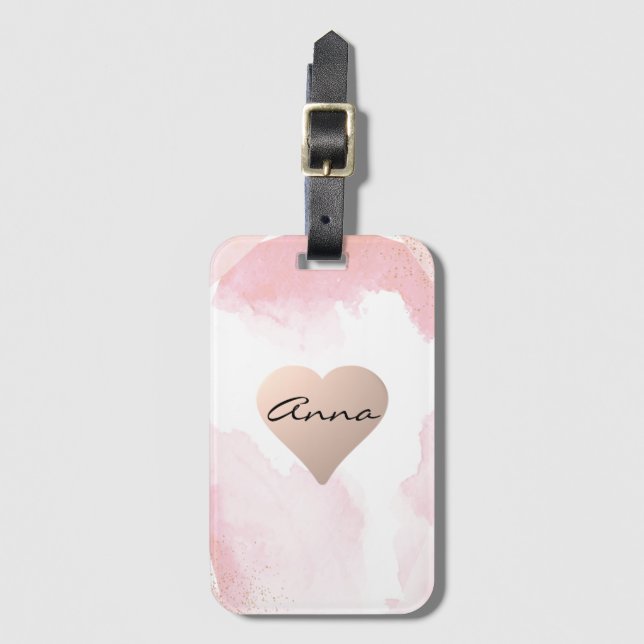 Fantastisk, Coola, Rosa Heart Luggage Tag Bagagebricka (Framsida vertikal)