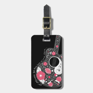 Fantastisk coola Söt trendig Gråblommor Guitar Bagagebricka