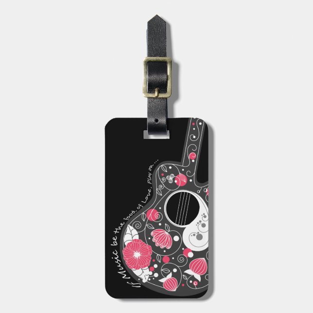 Fantastisk coola Söt trendig Gråblommor Guitar Bagagebricka (Vertikal Framsida)