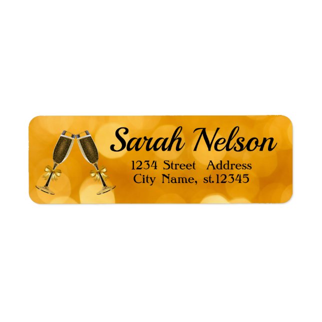 Fantastisk, Coola, Sparkly Guld-märkning Returadress Etikett (Framsidan)