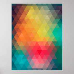 Fantastisk coola trendig färglösa trianglar mönste poster