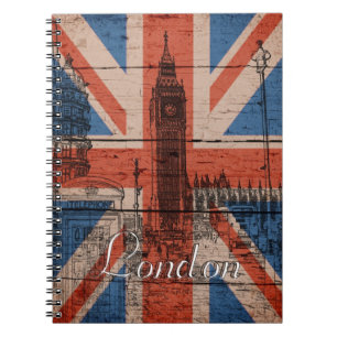 Fantastisk coola trendig gamle wood grunge U.k. fl Anteckningsbok
