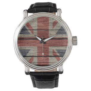 Fantastisk coola trendig gamle wood grunge U.k. Fl Armbandsur
