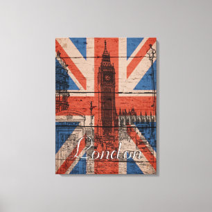 Fantastisk coola trendig gamle wood grunge U.k. Fl Canvastryck